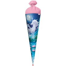 ROTH Schultüte Mondschein-Einhorn 70 cm - Glitter - rund Rot(h)-Spitze Filzverschluss - Zuckertüte Glitzer