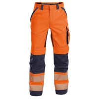 Dassy Arbeitshose Sommer Warnschutzhose mit Kniepolstertaschen Odessa (1-tlg) blau|orange kurz - 52-5cm