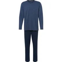 Ammann Schlafanzug, V-Ausschnitt, Brusttasche, für Herren, 22 DUNKELBLAU, 56