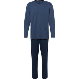 Ammann Schlafanzug, V-Ausschnitt, Brusttasche, für Herren, 22 DUNKELBLAU, 56