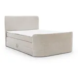 Fun Möbel Boxspringbett Schlafzimmerbett BODY 160x200cm in Stoff Beige inkl. Bettkasten