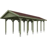 SKANHOLZ Skan Holz Wallgau - Satteldach Einzelcarport Breite 380 cm Gr. 3 - 380 x 900 cm Dachschalung Dachschalung mit Dachschindeln (rot) farblich unbehandelt Holzcarport