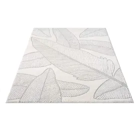 Carpet City Kurzflor Teppich Grau, Creme - 160x230 cm - Wohnzimmer-Teppiche Hochtief-Muster, 3D-Effekt - Florales Muster - Flachflor Bodenbelag, Deko Schlafzimmer