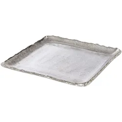 Dekoteller CREATIV DECO "Weihnachtsdeko", silber (silberfarben), B:25,00cm H:3,00cm T:25,00cm, Aluminium, Dekoschalen, mit individuellem Rand