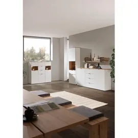 hom'in Sideboard 180 x 91 x 44 cm Weiß / Eiche Artisan