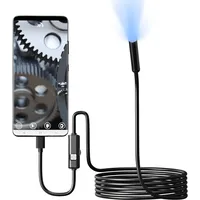 Retoo Endoskopkamera mit Licht Inspektionskamera IP67 wasserdichte HD Handy Endoskop mit Micro-USB und Typ-C Rohrkamera mit Halbsteife Kabel Haken Magnet und Spiegel 8 LED Leuchten für Android