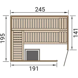 Weka CUBILIS inkl. 9,0 kW Ofen + int. Steuerung + Dachkranz