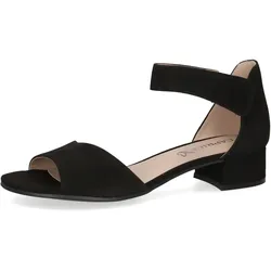 Sandalette CAPRICE, Damen, Gr. 37,5, schwarz, Veloursleder, klassisch, Schuhe, Blockabsatz, Sommerschuh, Sandale mit praktischem Klettverschluss