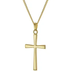 trendor 28163 Kreuz-Anhänger 585 Gold an vergoldeter Silberkette, 45 cm