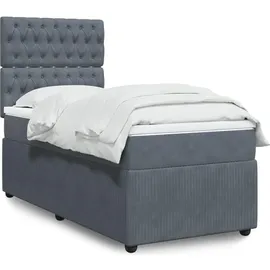 vidaXL Boxspringbett mit Matratze Dunkelgrau 180x200 cm Samt