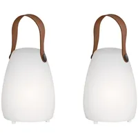 MeineWunschleuchte 2er SET Outdoor Tischlampen 16cm ohne Kabel mit