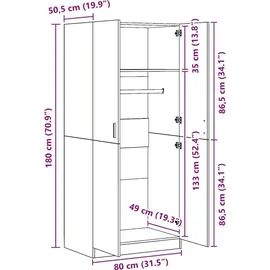 vidaXL Kleiderschrank Betongrau 80 x 180 x 52 cm Holzwerkstoff