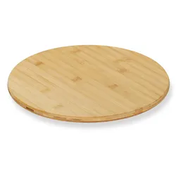 Relaxdays Drehteller, rund, 360° drehend, zum Servieren, Gewürze, Öl, Marmelade, Käse, Ø 32 cm, Bambus Drehplatte, natur