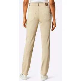 Ascari 5-Pocket-Jeans ASCARI, Damen, Gr. 40, Normalgrößen, beige (sand), 54% Baumwolle, 37% Lyocell, 6% Elastomultiester, 3% Elasthan, unifarben, lang, Jeans 5-Pocket-Jeans