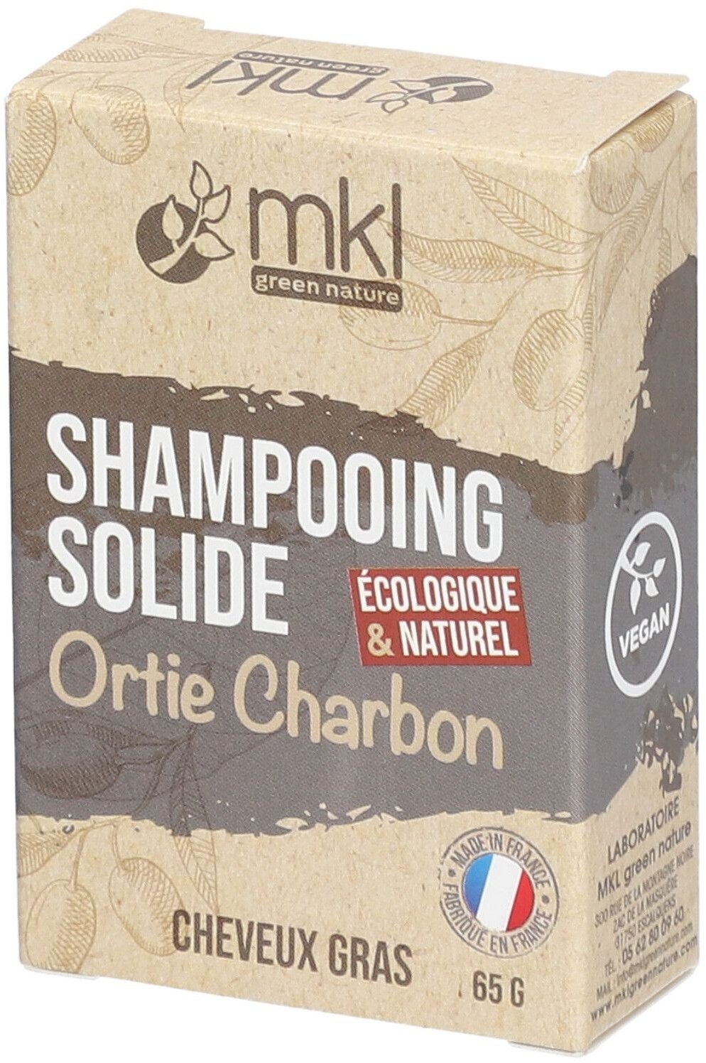 mkl SHAMPOOING SOLIDE 65 G - ORTIES CHARBON 65 g shampooing