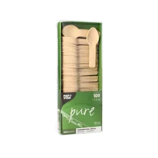 Papstar Fingerfood Löffel, Holz "pure" 7,6 cm