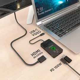 AISENS ASWL-H2KDC30M05-BK USB-C Dockingstation - USB Hub, Schwarz
