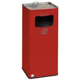 Proregal Klassischer Kombiascher eckig HxBxT 70,5 x 33 x 33 cm Verzinkter Stahl Rot