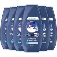 Schauma Kids Shampoo & Waschgel Blaubeere (6x 250 ml), Kindershampoo entwirrt das Haar für leichtere Kämmbarkeit, mit mildem & frischem Duft