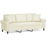 vidaXL 3-Sitzer-Sofa mit Zierkissen Creme 180 cm Samt