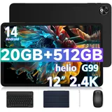 Doogee T40 PRO Tablet 12 Zoll, Android 14 Tablet, 20GB RAM+512GB ROM(2TB TF) Tablet PC, 2.4K Helio G99 Gaming Tablet, 10800mAh Akku Tablet mit 16MP+8MP 4G Dual SIM/ 5G WiFi/GPS/Widevine L1