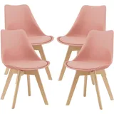 [en.casa] Esszimmerstuhl-Set, Hellrosa, Leder, 49x81x57 cm, Esszimmer, Stühle, Esszimmerstühle, Vierfußstühle