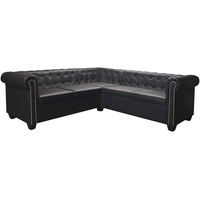 vidaXL Chesterfield Ecksofa 5-Sitzer Kunstleder Schwarz