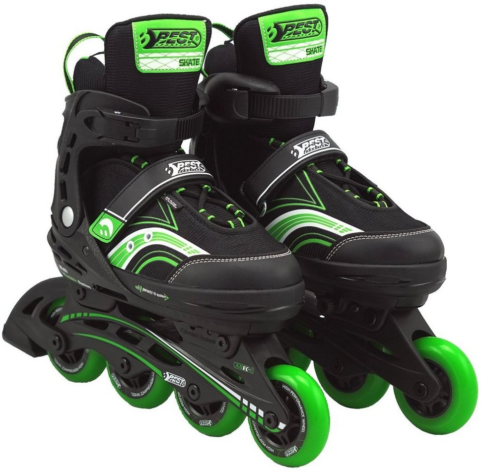 Best Sporting Inlineskates Inline Skates Größe verstellbar, ABEC 5 Carbon grün grün|schwarz 29-34