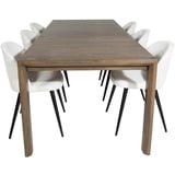 ebuy24 SliderOS Essgruppe Esstisch Ausziehbarer Tisch Länge cm 170 / 250 rauchig Eiche und 6 Velvet Esszimmerstühle Samt beige, schwarz.