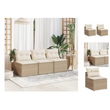 vidaXL Gartensofas ohne Armlehnen mit Kissen 2 Stk. Beige Poly Rattan