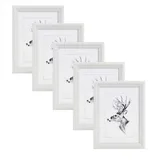 Woltu Bilderrahmen 13x18cm 5er Set Fotorahmen Holzrahmen mit Passepartout, zum vertikalen oder horizontalen Aufhängen/Aufstellen, Posterrahmen Collage Wanddeko, Weiß