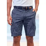 John Devin Cargoshorts - Bermuda mit Cargotaschen und sommerlichem Palmen Druck Shorts aus elastischer Baumwolle, modisch bedruckt blau 33