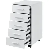 [en.casa] Rollcontainer Stockholm 63x33x38 cm mit 5 Schubladen Weiß