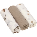 Lässig Baby Puckdecke Spuckdecke Pucktuch Mulltuch 3er Set Baumwolle 85 x 85 cm/Swaddle & Burp Blanket L Little Mateys royal blue