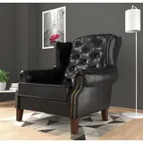s-style möbel CHESTERFIELD-SESSEL Lento Schwarz vegan Leder