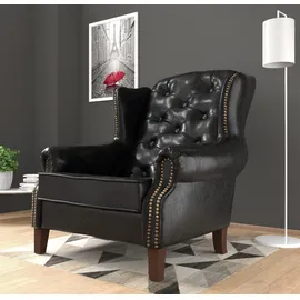 s-style möbel CHESTERFIELD-SESSEL Lento Schwarz vegan Leder