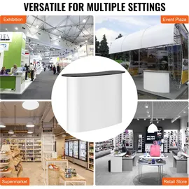 Vevor Tragbare Messetheke Messetresen, 1300 x 465 x 950 mm Messestand Ausstellungs-Thekenständer, Faltbarer Promotion-Einzelhandels-Bartisch, Pop-Up-Podium mit Aufbewahrungsregal, Tragetasche