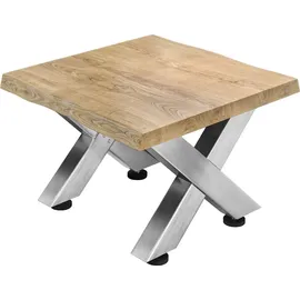 GGM Möbel PJ | Bistro Loungetisch | 70x70xH41cm | Eiche/ Edelstahl