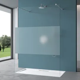 mai & mai Duschwand Duschabtrennung 2 Haltestange für Walk-In Dusche100cm 8mm glas Teilsatiniert ESG-Sicherheitsglas mit Nanobeschichtung Bremen01... - Transparent