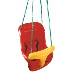 Babyschaukel – ergonomischer, roter Kunststoffsitz mit Sicherheitsgurt, einfache Montage mittels Schaukelhaken, höhenverstellbare Seile 160 cm