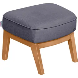 Hocker TOM TAILOR HOME "COZY", grau (prune tus 18), B:59cm H:43cm T:43cm, Vintage Webstoff TUS (60% Baumwolle, 40% Leinen), Hocker, Polsterhocker, mit Kedernaht, Füße Buche natur