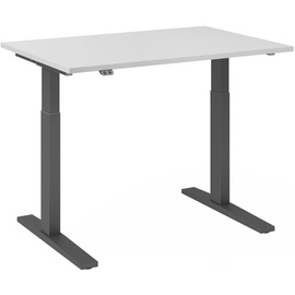 Hammerbacher XMKA12 elektrisch höhenverstellbarer Schreibtisch lichtgrau rechteckig, C-Fuß-Gestell grau 120,0 x 80,0 cm