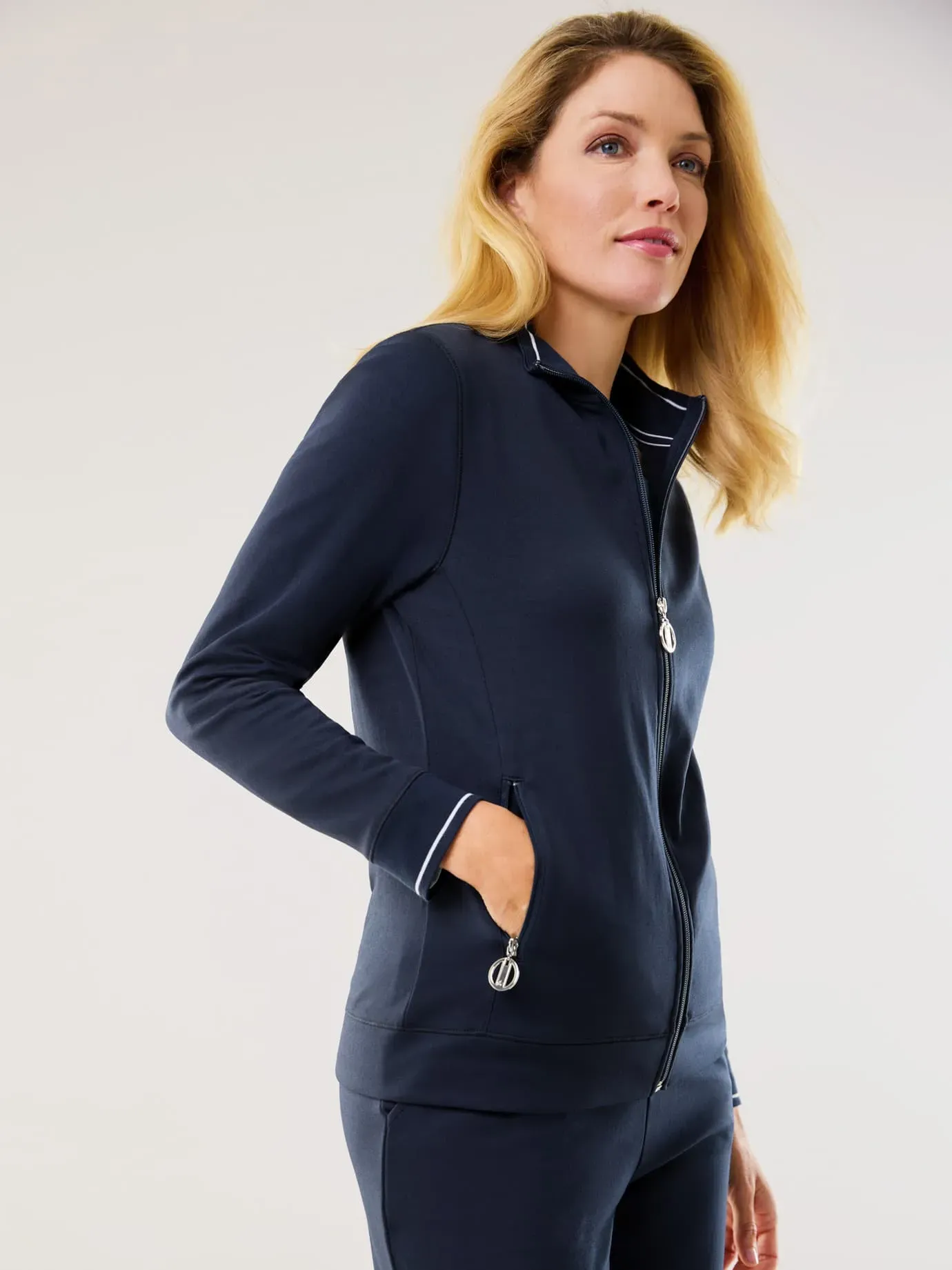 Walbusch Damen Bügelfrei Freizeitjacke Blau