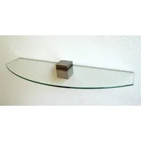 Dekoleidenschaft Wandregal aus 10mm Glas, klar, Verschiedene Formen und Größen, Glasregal, Glasboden, Glasablage, Badregal, Eckregal Bad Ablage Regal (Zentralclip Optima 2, 60x20-30 cm Convex)