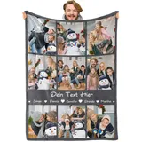 iDIY Personalisierte Decke mit Foto und Text – Fotodecke Selbst Gestalten – Personalisierte Geschenke für Familie, Paare, Muttertag und Vatertag - Foto Geschenk - 9 Fotos