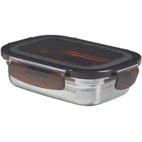 Lock & Lock Frischhaltedose rechteckig Edelstahl schwarz 12 cm x 15,5 cm x 4,5 cm 0,32 l