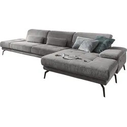 Ecksofa DIE PLANBAR "MP-IN20126 L-Form", grau, B:328cm H:82cm T:190cm, 100% Polyester, Sofas, mit Kopfteilverstellung, optional Sitztiefen- & Armteilverstellung