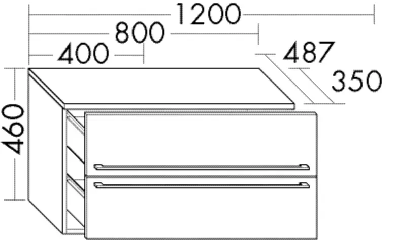 Burgbad Unterschrank Bel Matt 460x1200x350 Dunkelgrau Matt, USBC120F2083 USBC120F2083