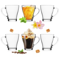 PLATINUX Latte-Macchiato-Glas Kaffeegläser, Glas, Teegläser mit Griff Set 6Teilig aus Glas 200ml (max.270ml) Kaffeeglas weiß