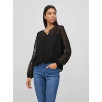 VILA Blusenshirt Lockere Mesh Bluse Shirt Langarm Oberteil VIELLETTE